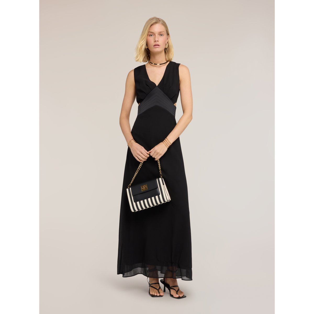 Robe longue avec découpes noir, MOTIVI