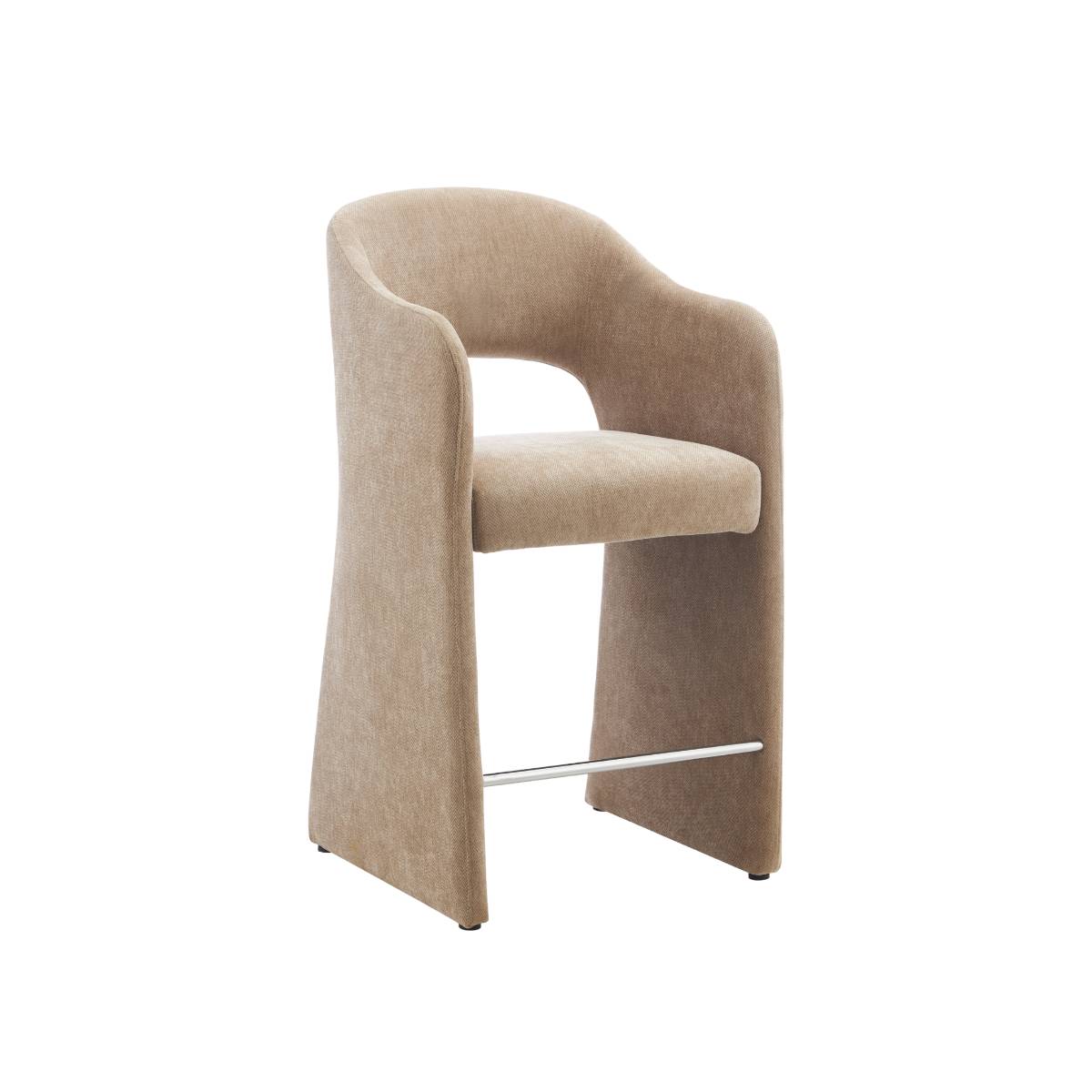 Lot de 2 tabourets de bar en tissu SÉPHIRA blanc, MADE IN MEUBLES