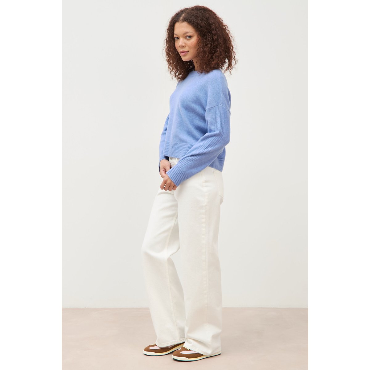 Pull col rond manches longues bleu clair, BONOBO