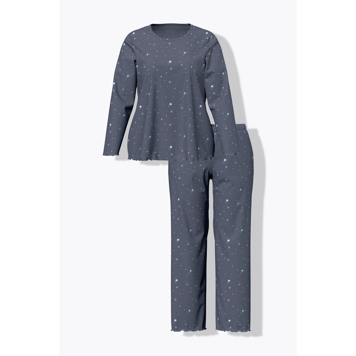 Pyjama motif étoiles, ourlet « vagues » gris foncé, ULLA POPKEN