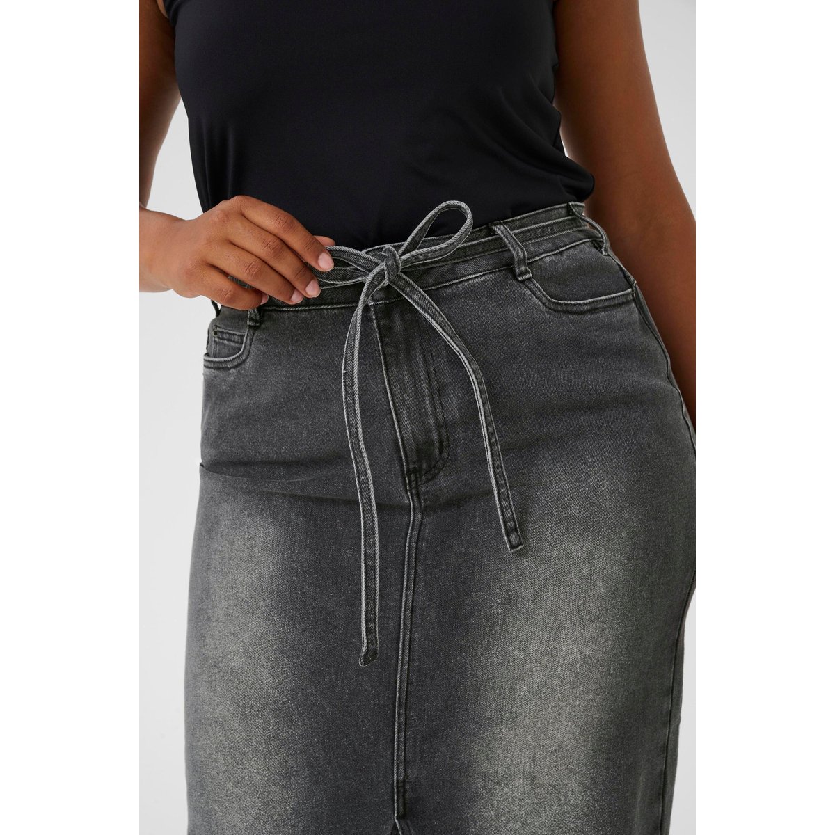 Jupe en jean gris medium grey denim, KAFFE CURVE