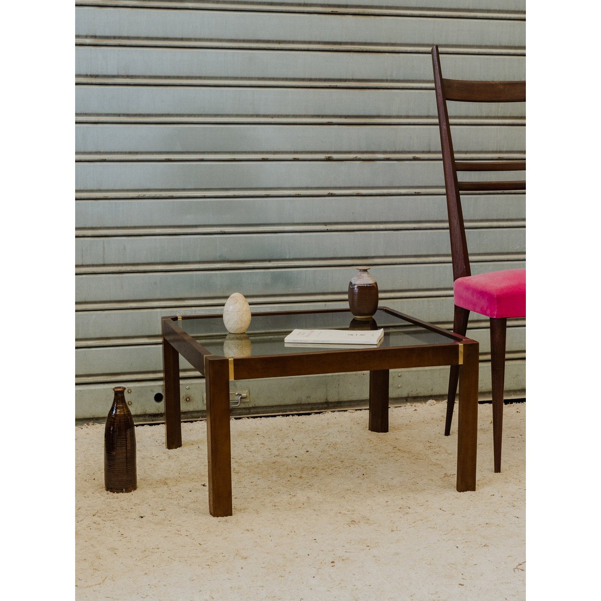 Table basse en verre et bois marron Donna N°1648 - Bon état marron, DEBONGOUT