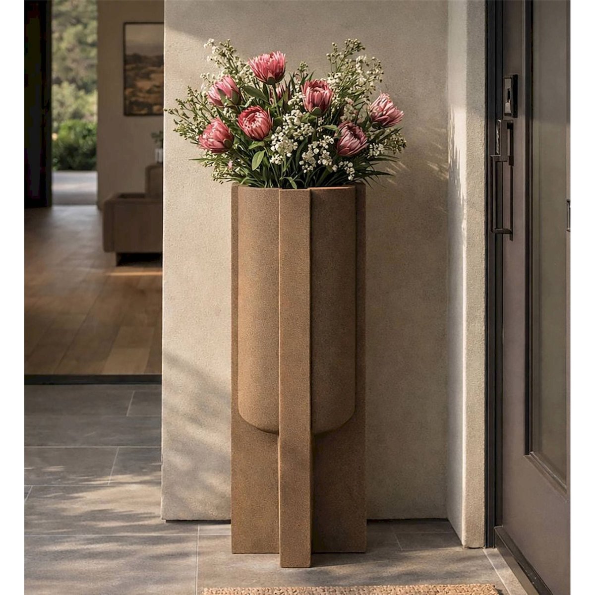 Vase sculptural d'extérieur MODERN marron, RECOLLECTION