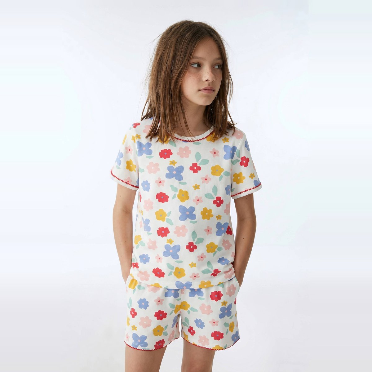 Lot de 2 pyjamas shorts imprimé en jersey coton BIO GOTS ecru, MONOPRIX