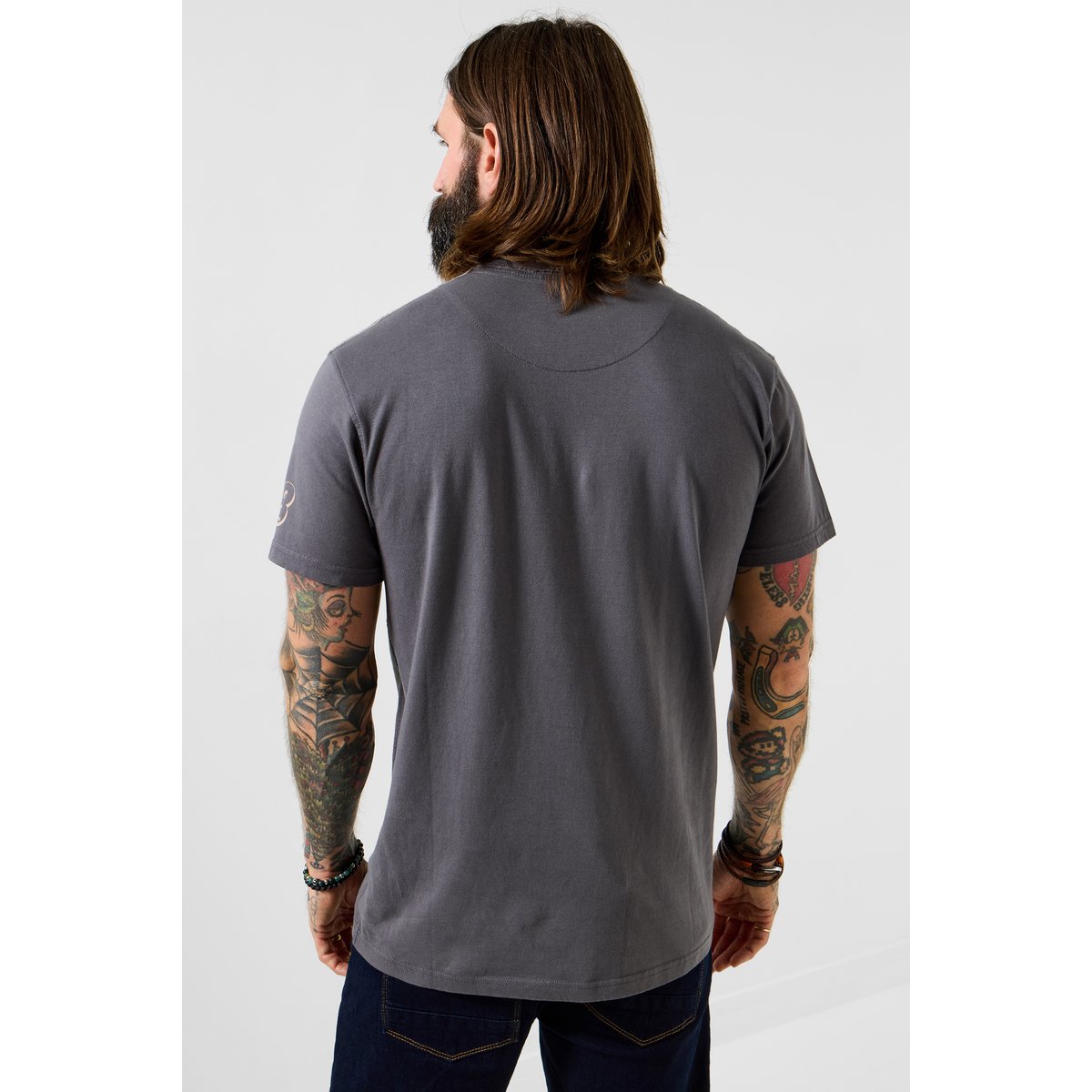 T-shirt graphique guitare squelette gris, JOE BROWNS