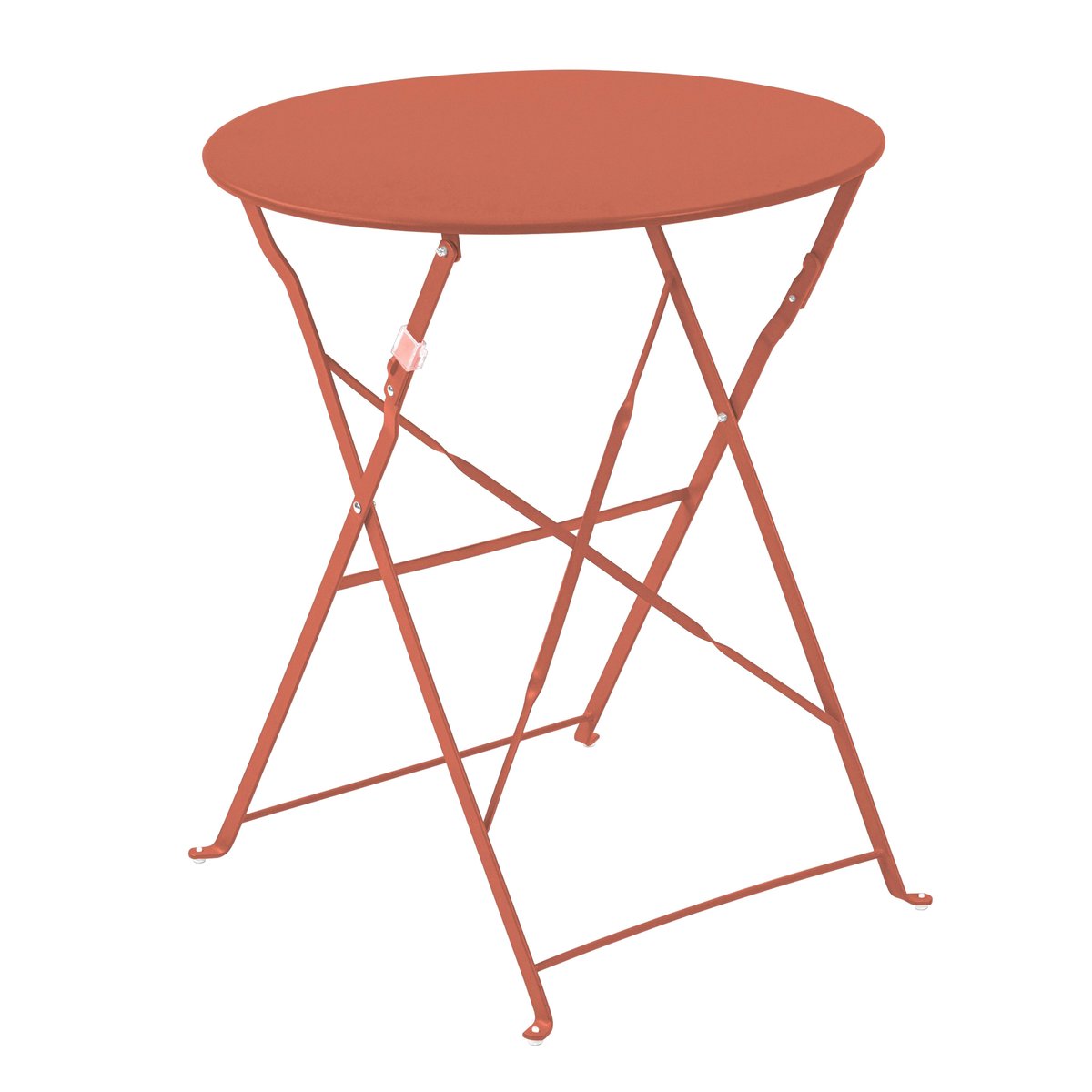 Table de jardin rabattable Et 2 chaises pliantes en métal, ANNECY terracotta, OVIALA