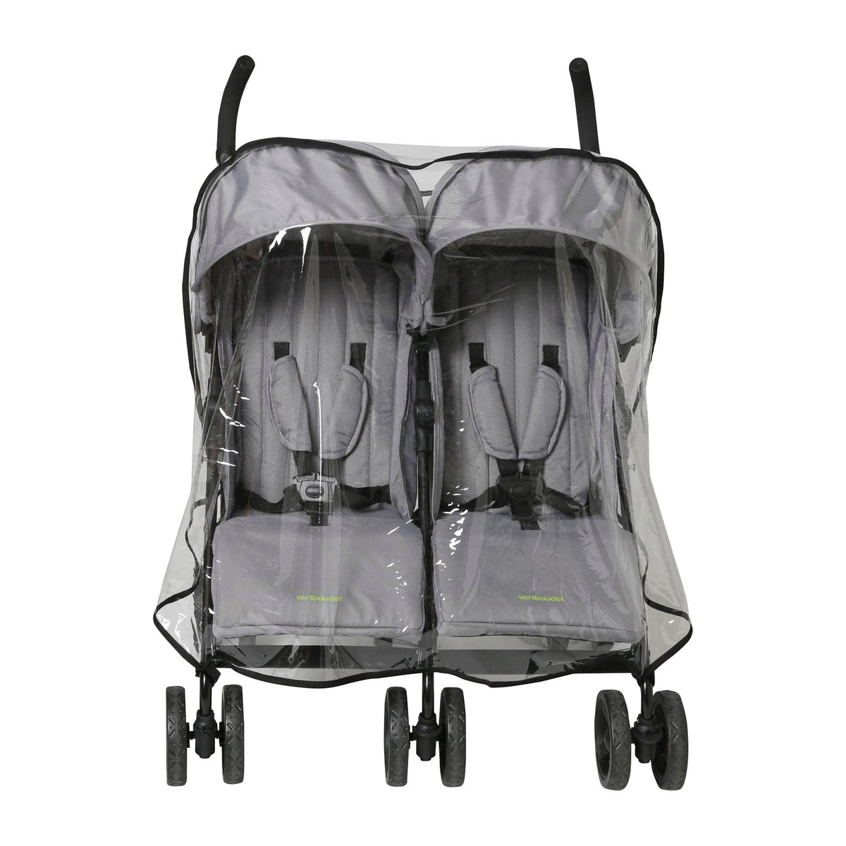Habillage pluie universel pour poussette double côte à côte transparent, VERTBAUDET