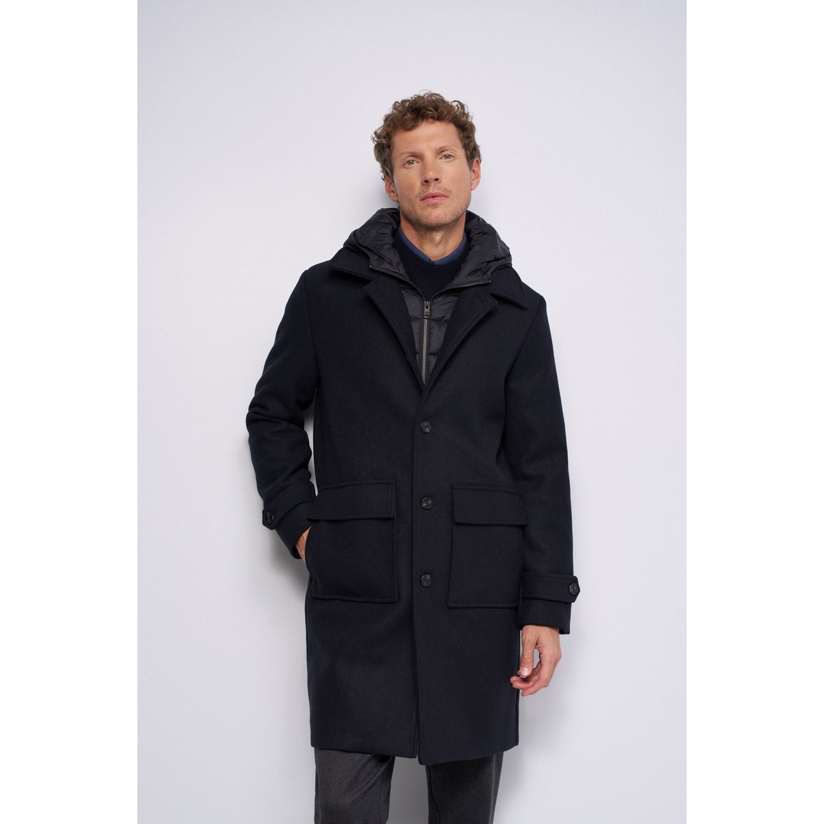 MANTEAU EN DRAP AVEC CAPUCHE bleu foncé, SALSA JEANS