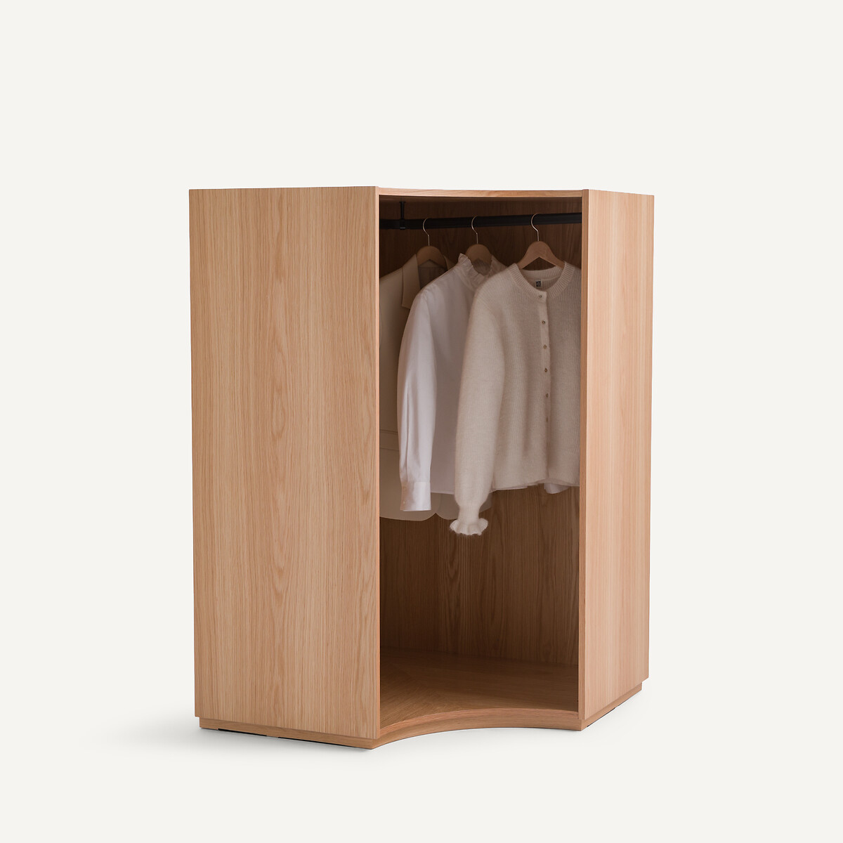 Élément penderie d'angle, pour dressing modulable, en plaqué chêne, EVORIA naturel, AM.PM