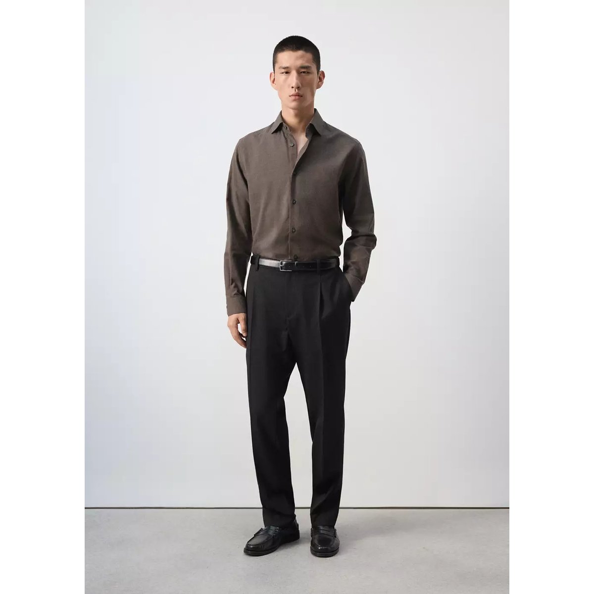 Chemise 100 % coton marron, MANGO MAN