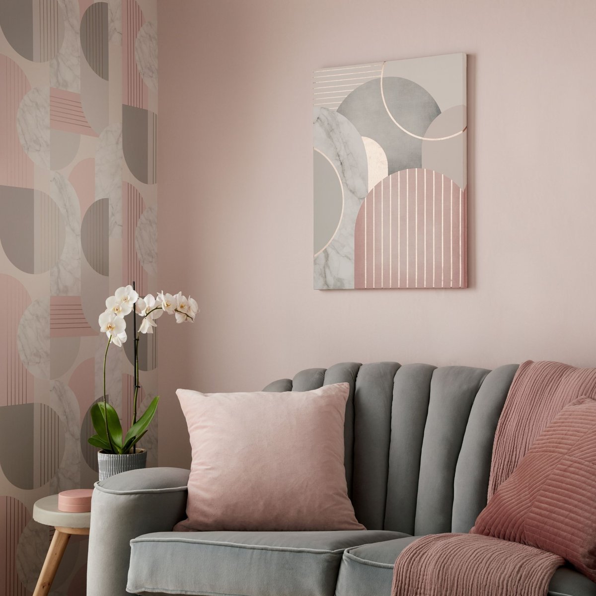 Toile imprimée Art Déco rose, gris, ART FOR THE HOME