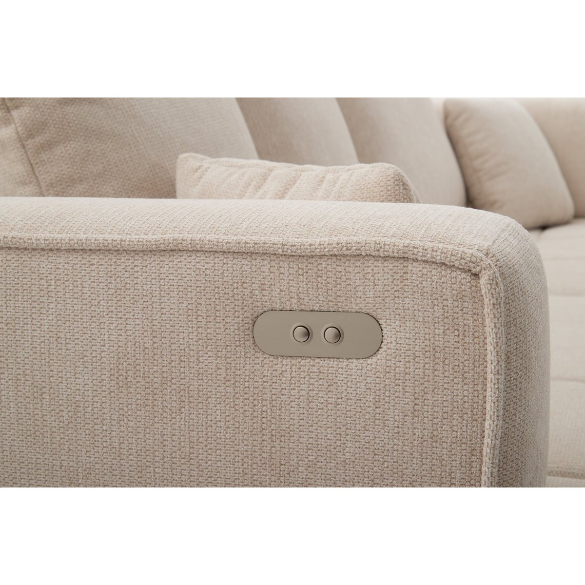 Canapé droit convertible 3 places en tissu lisse, CLOVIS beige, BOBOCHIC