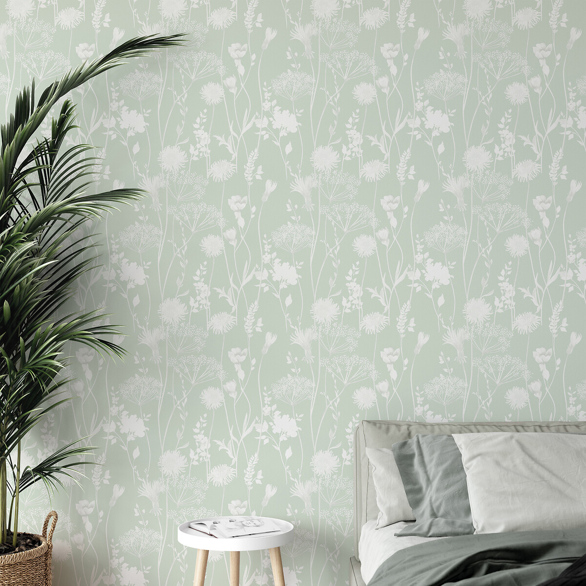 Meadowsweet Floral Green Wallpaper green, CATHERINE LANSFIELD