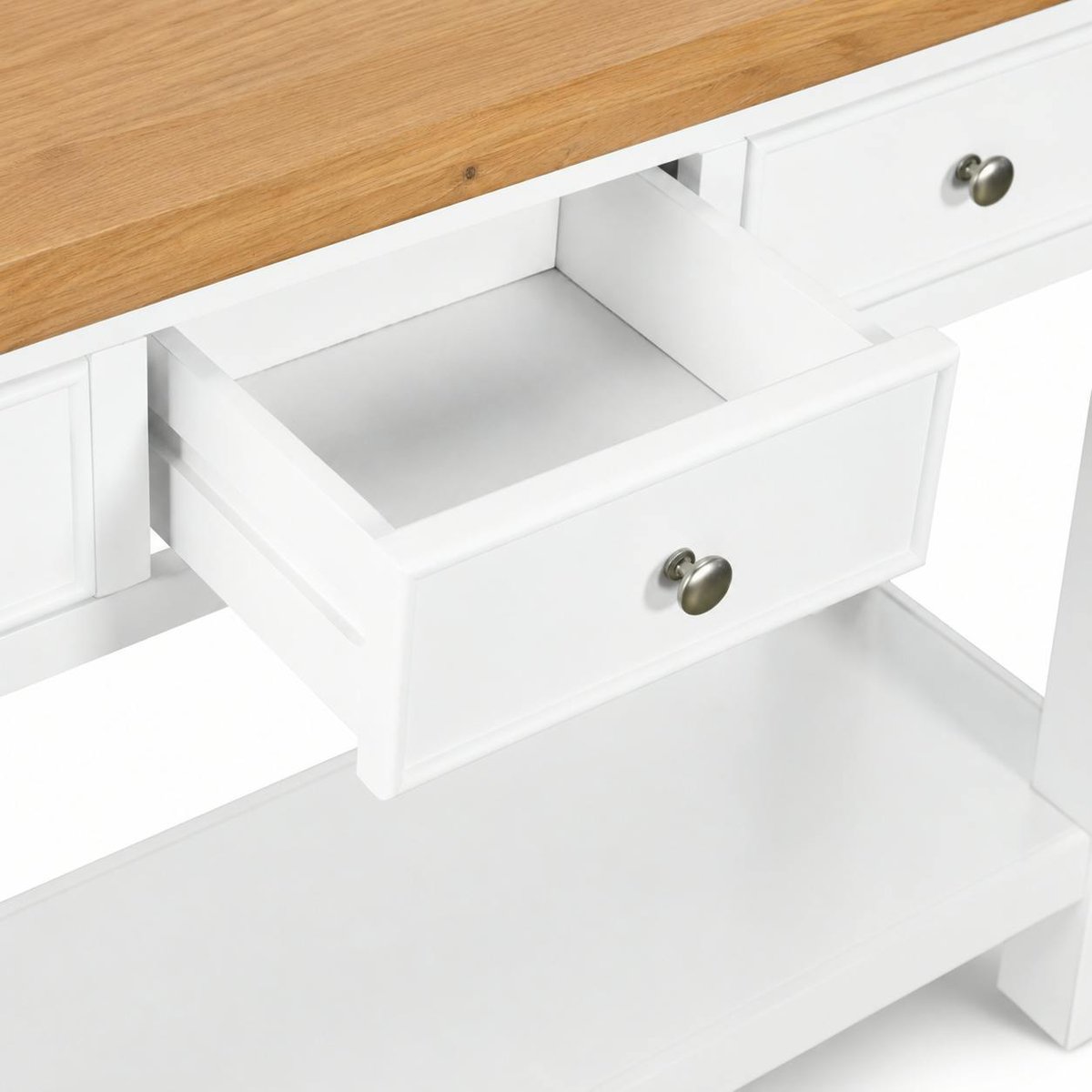 Console blanche style bord de mer 3 tiroirs VELIA blanc, PIER IMPORT
