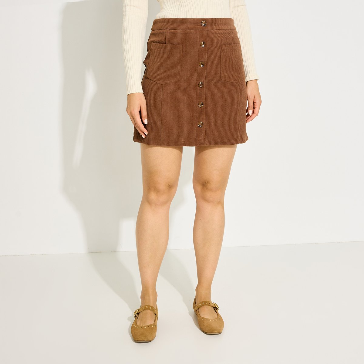 Jupe courte en velours marron, GRAIN DE MALICE