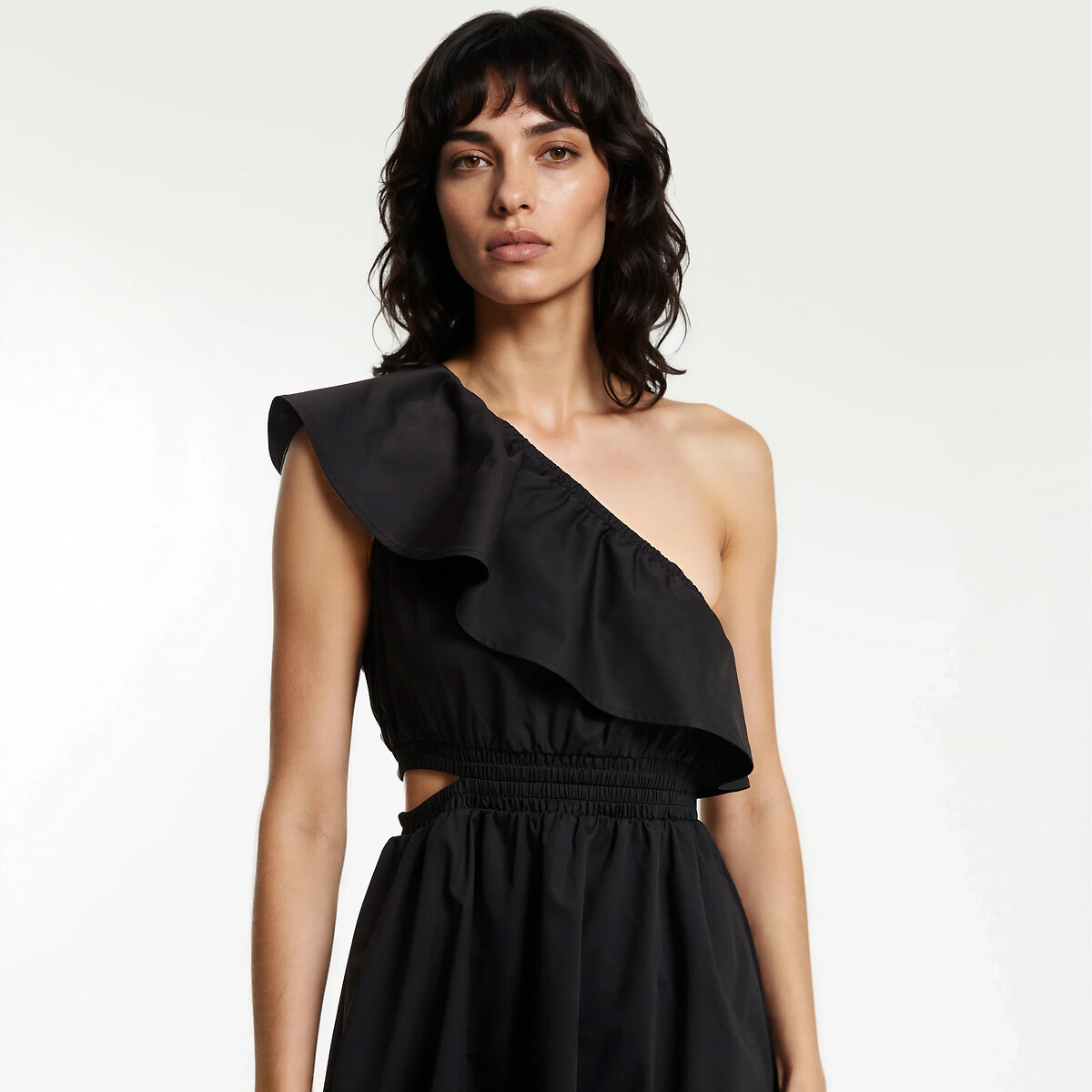 Asymmetric Ruffled Maxi Dress black, LA REDOUTE COLLECTIONS
