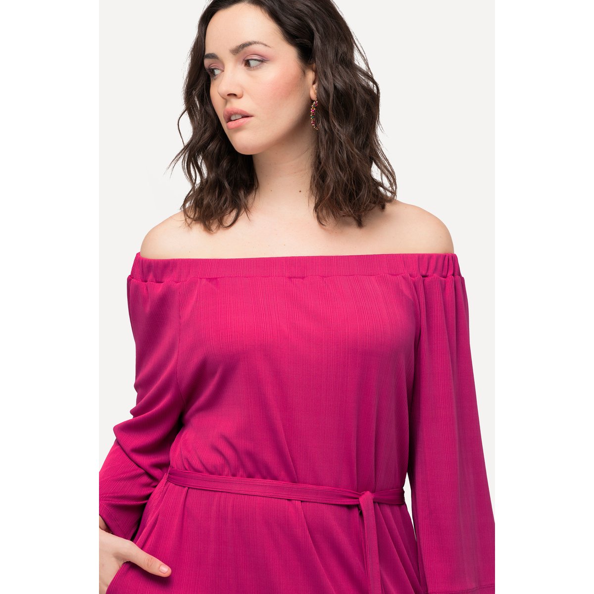 Robe midi en jersey texturé bruyère clair, ULLA POPKEN