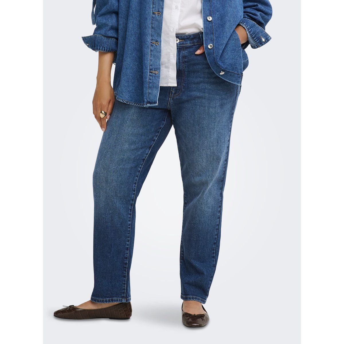 Jean Coupe Droite dark blue denim, ONLY CARMAKOMA