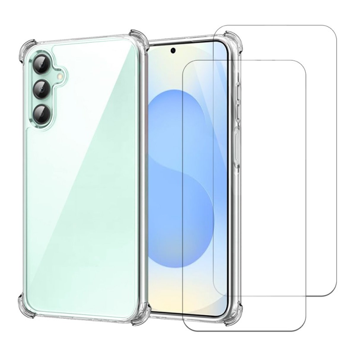 Coque Galaxy S24 Fe antichoc + 2 vitres transparent, EVETANE