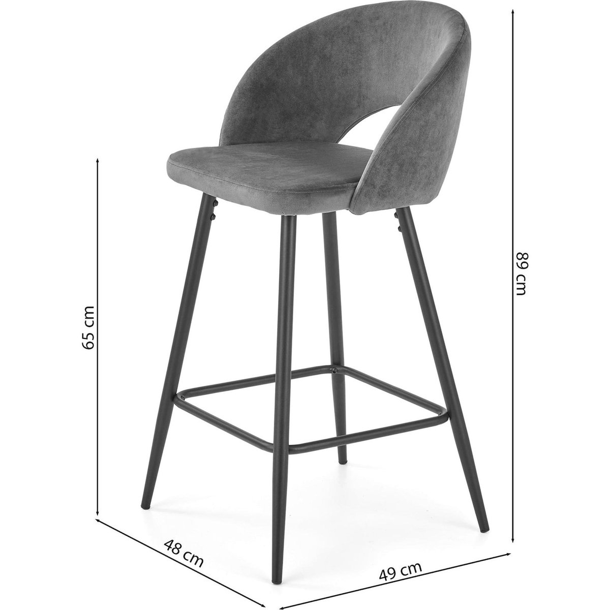Tabouret de bar tapissé collection FLUOSOM rose poudré, RECOLLECTION