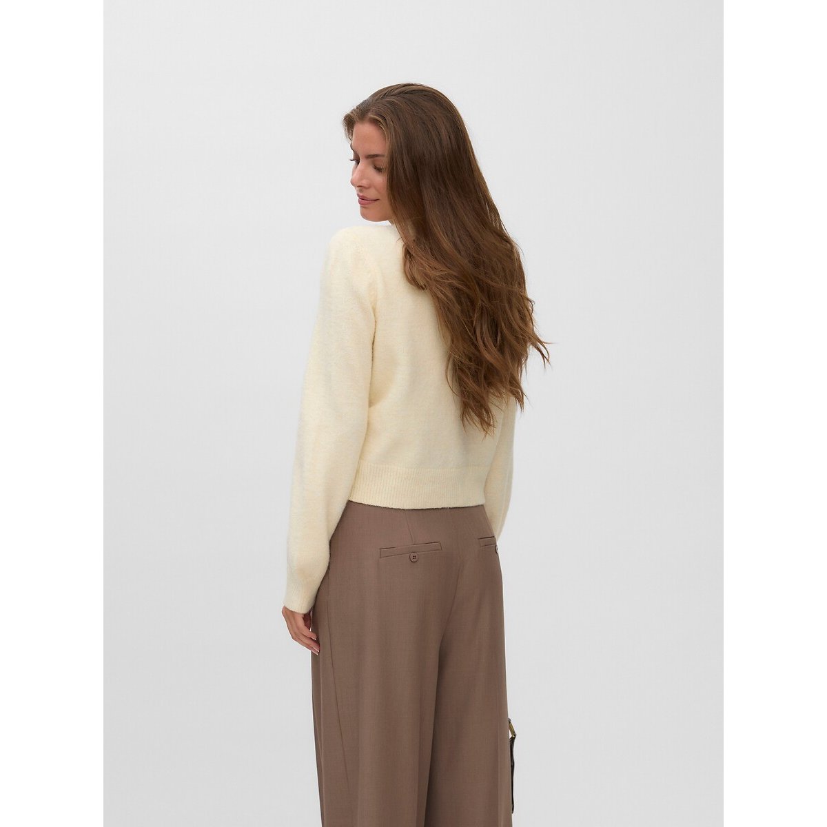Gilet manches longues, boutonné ecru, VERO MODA