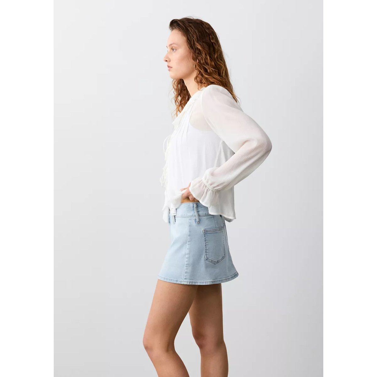 Jupe courte en jean bleu moyen, MANGO TEEN