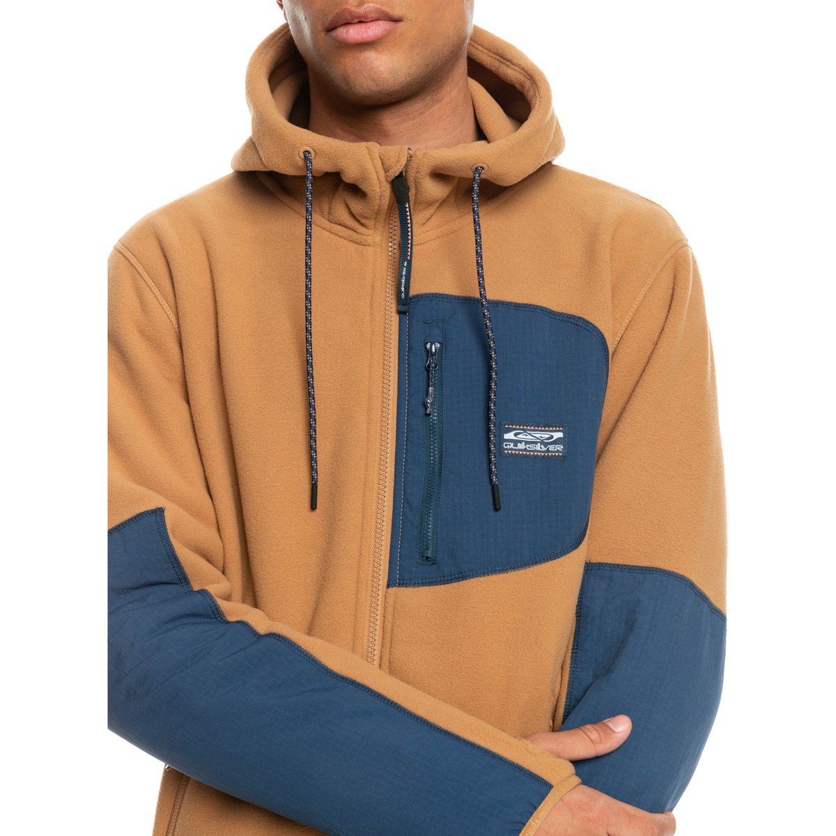 Sweat à capuche zippé DOWN TIME marron tobacco brown, QUIKSILVER