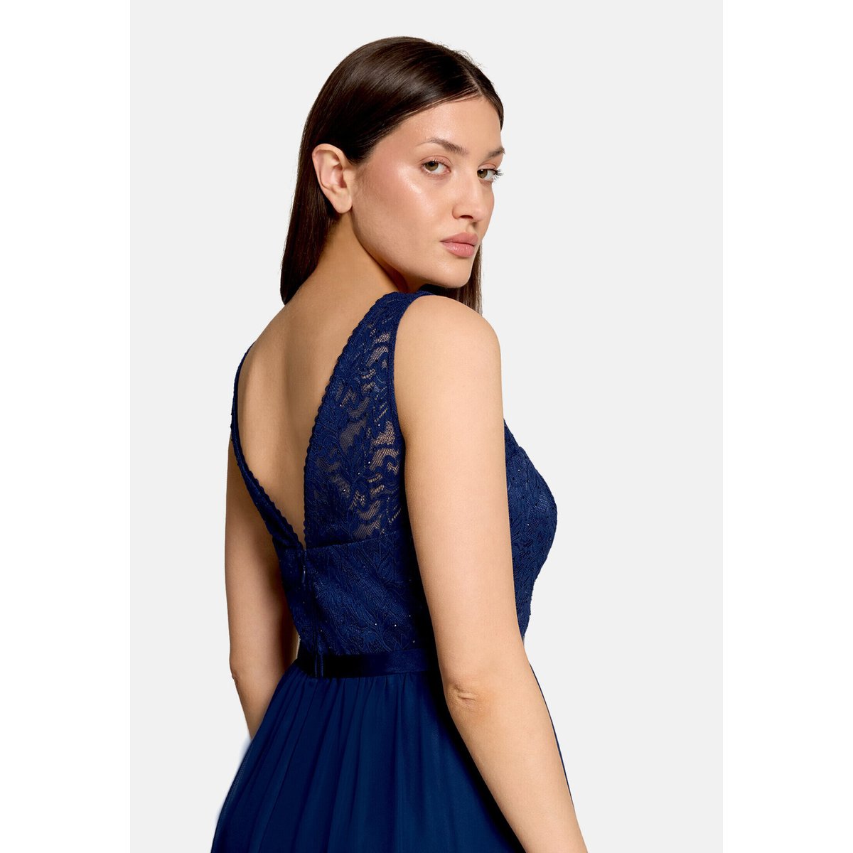 Robe de cocktail en dentelle festival blue, VERA MONT