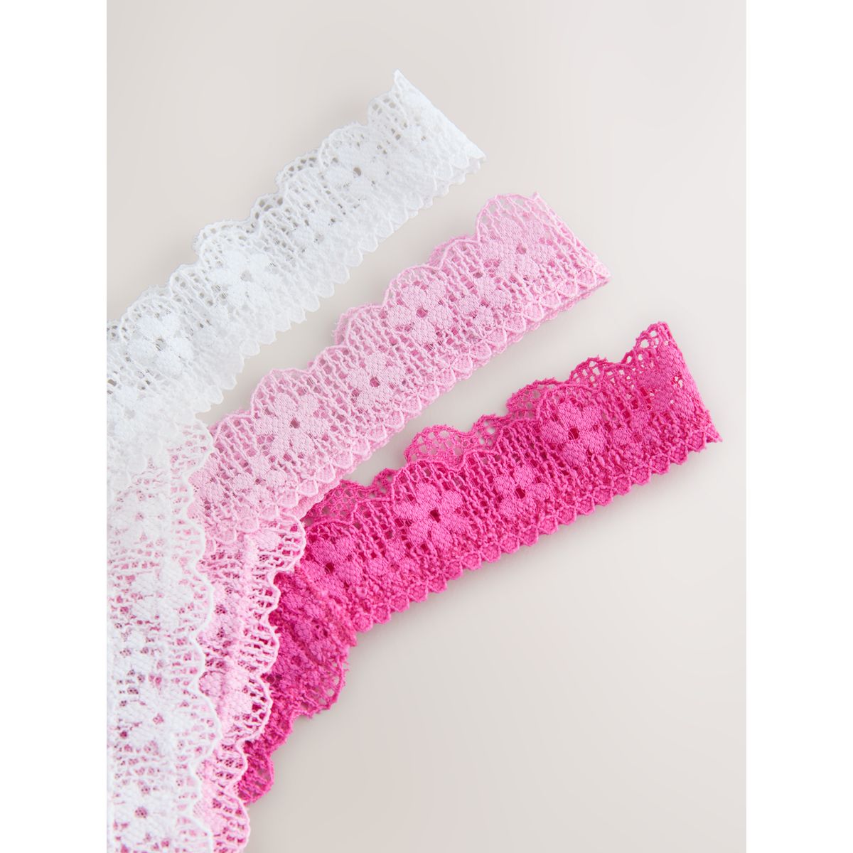 Culotte en maille et dentelle, lot de 3 rose/blanc, NEXT
