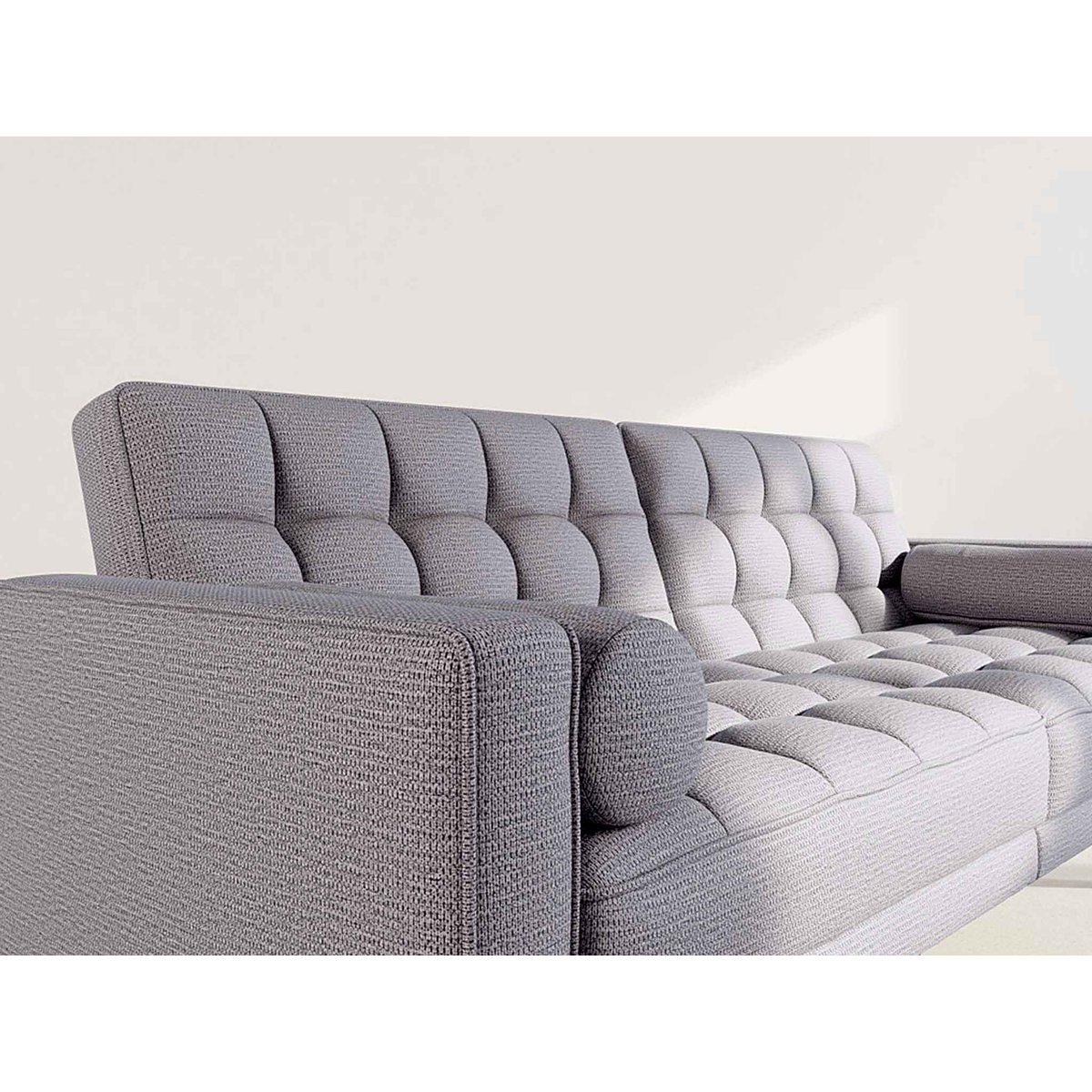 Banquette convertible clic-clac tissu texturé, SUZANNE gris clair, BEST MOBILIER