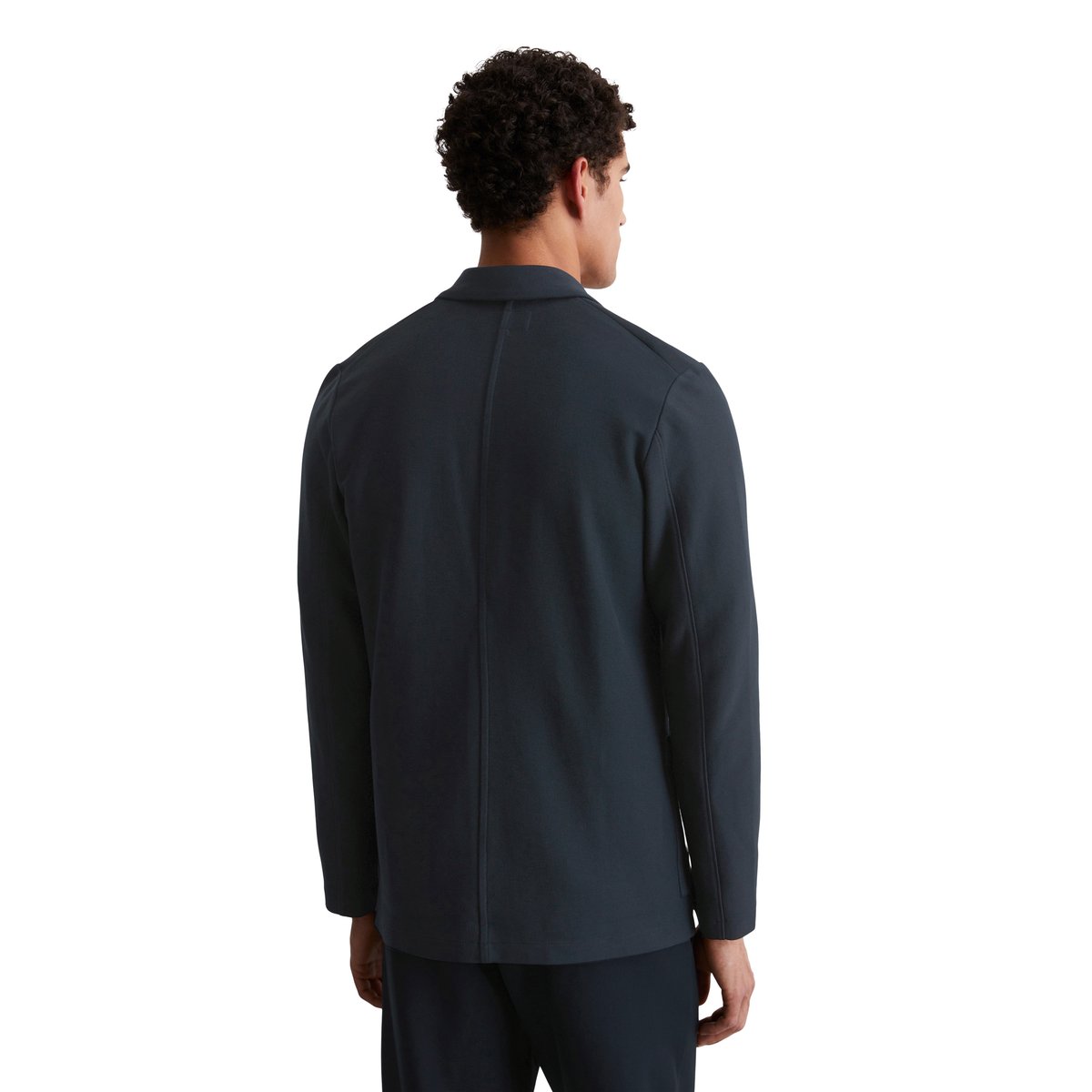 Blazer en jersey shaped en coton biologique compact bleu foncé, MARC O'POLO