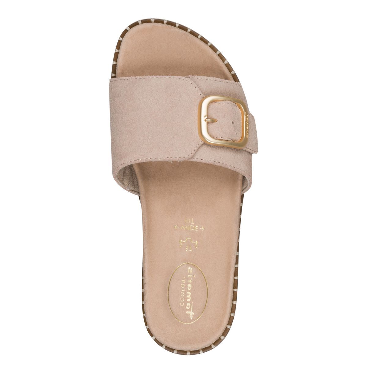 Mule en cuir beige beige combiné, TAMARIS