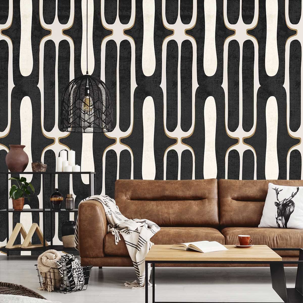 Papier peint chic des années 70 intissé, HEXOA