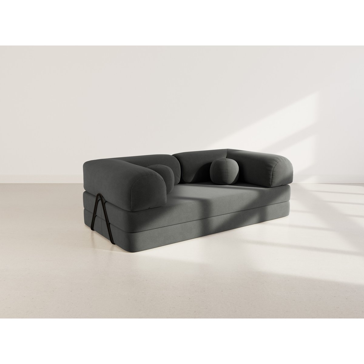 Canapé 3pl convertible en velours texturé, NEBULA gris, BEST MOBILIER