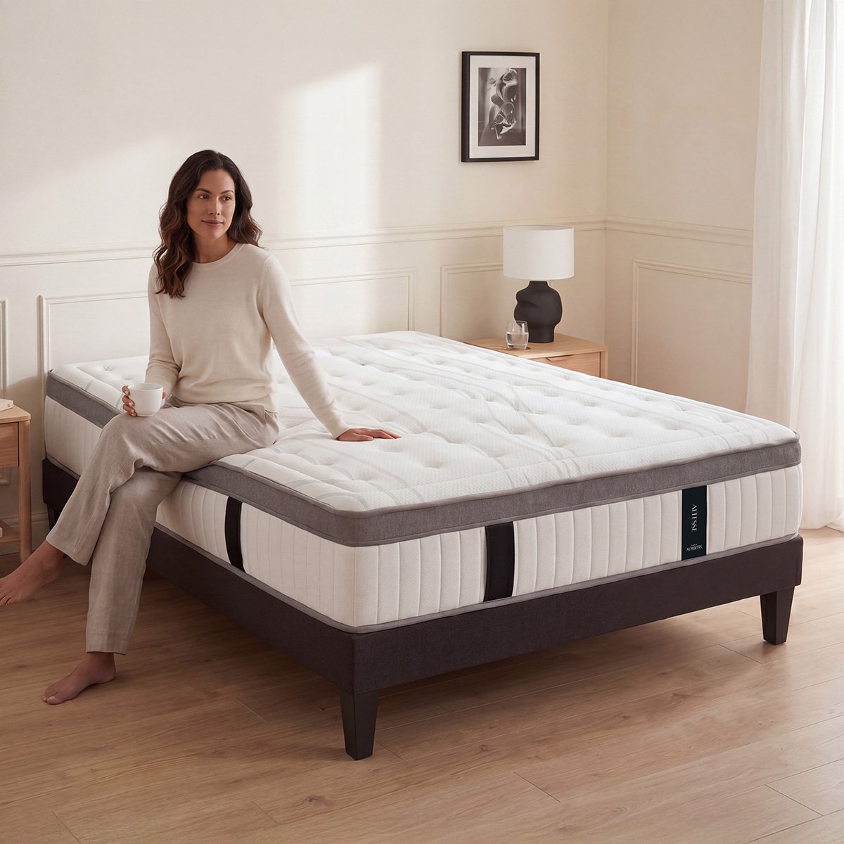 Matelas Mémoire de forme ALTESSE - 27 cm d'épaisseur - Accueil équilibré, soutien ferme blanc, MAISON AUBERTIN