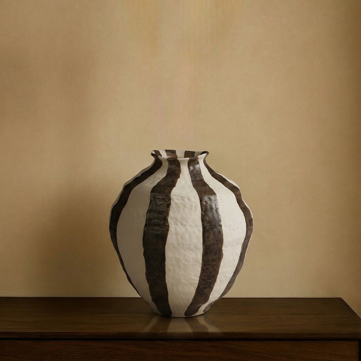 Vase décoratif en céramique artisanale H30 RIVAGE marron, SIA DECO