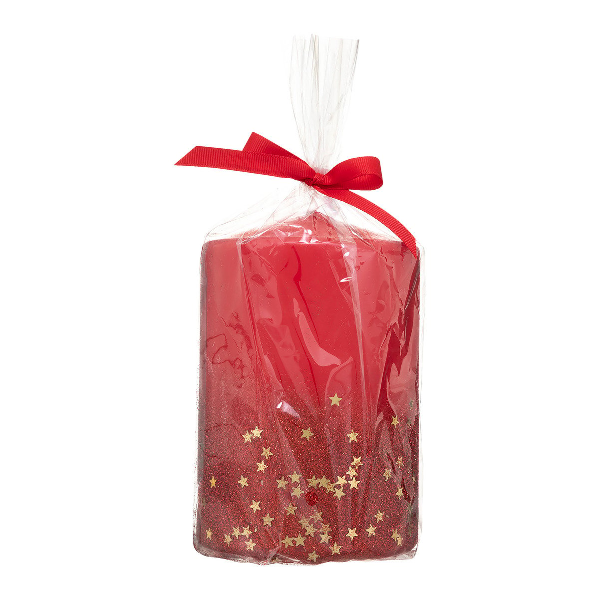 Bougie Paillettes Dégradé 15x10 cm - FEERIC CHRISTMAS rouge, FEERIE CHRISTMAS