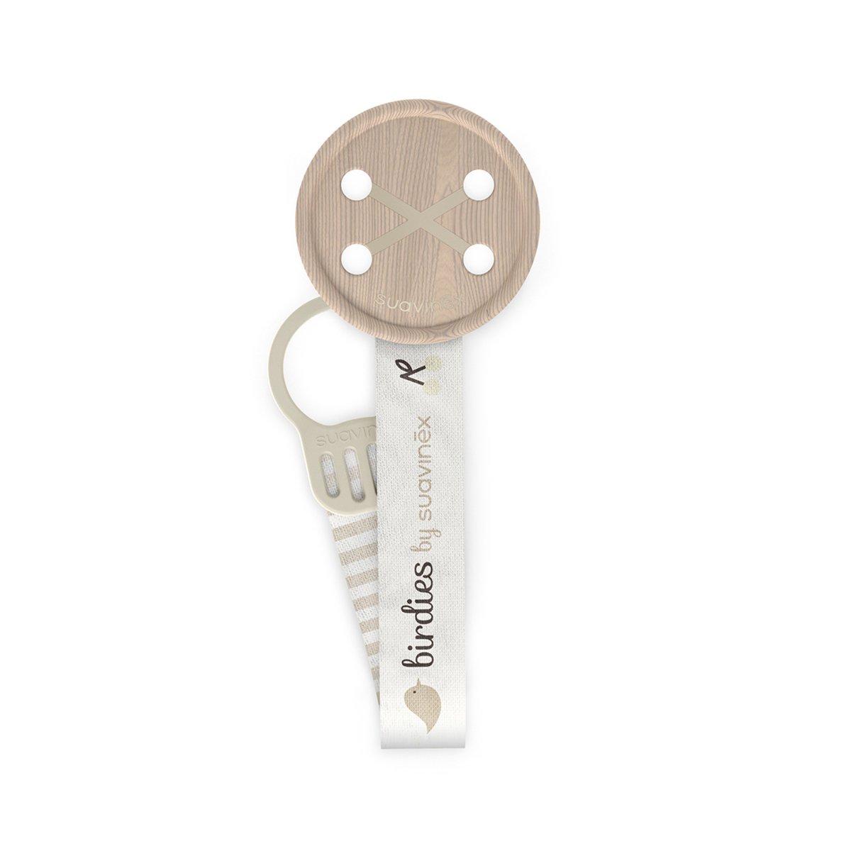 Attache-sucette ruban oisillons beige, SUAVINEX