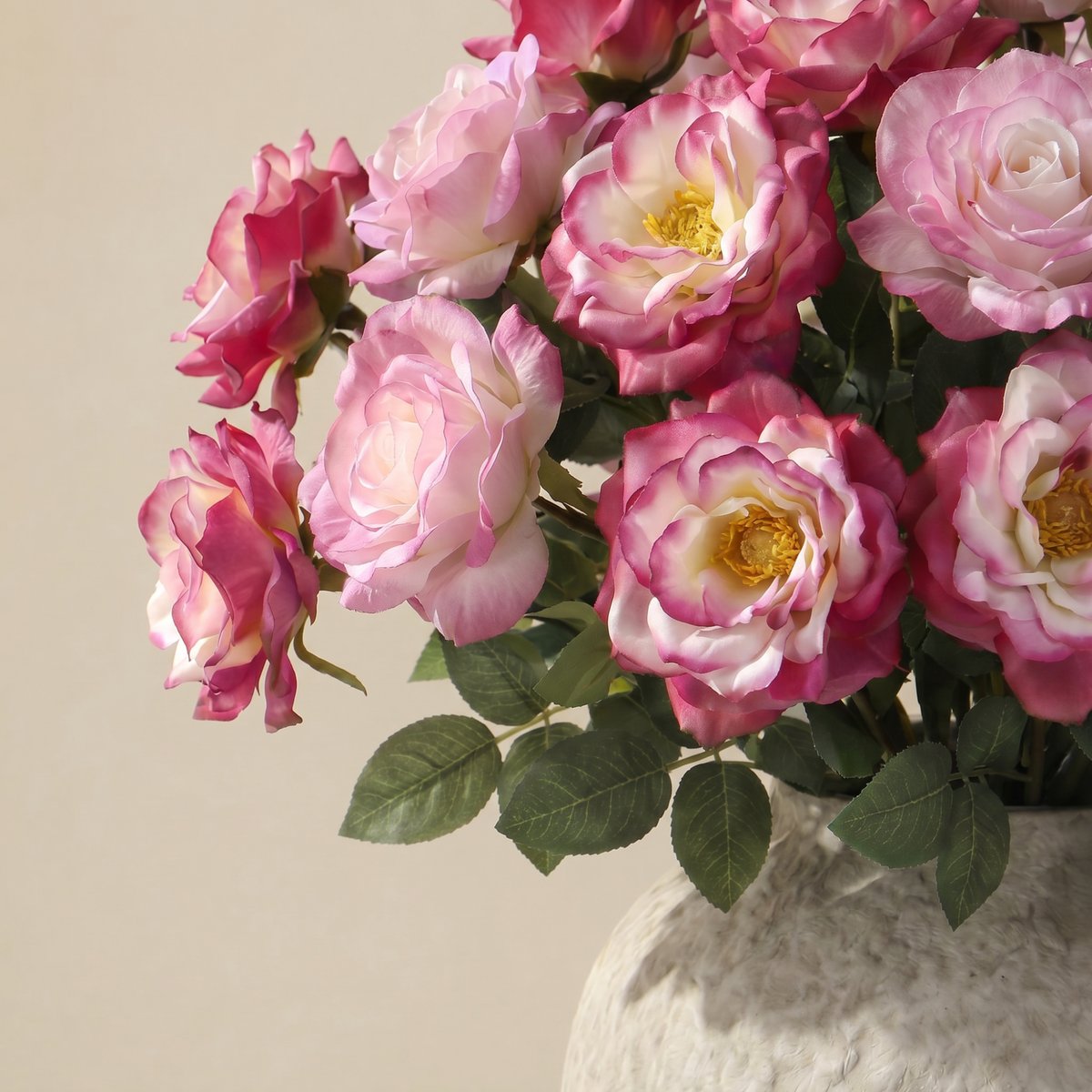 Bouquet de 24 tiges de roses artificiel H64 rose, SIA