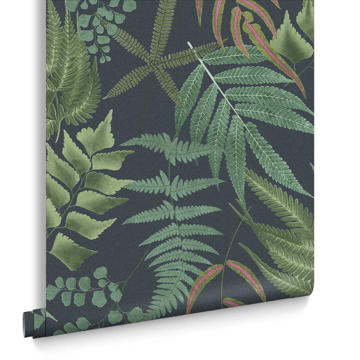 Papier peint Midsummer Fern Navy bleu, GRAHAM ET BROWN
