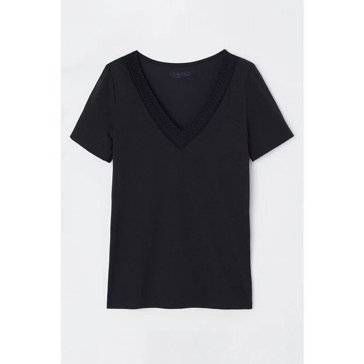T-shirt Climatyl col dentelle noir, DAMART