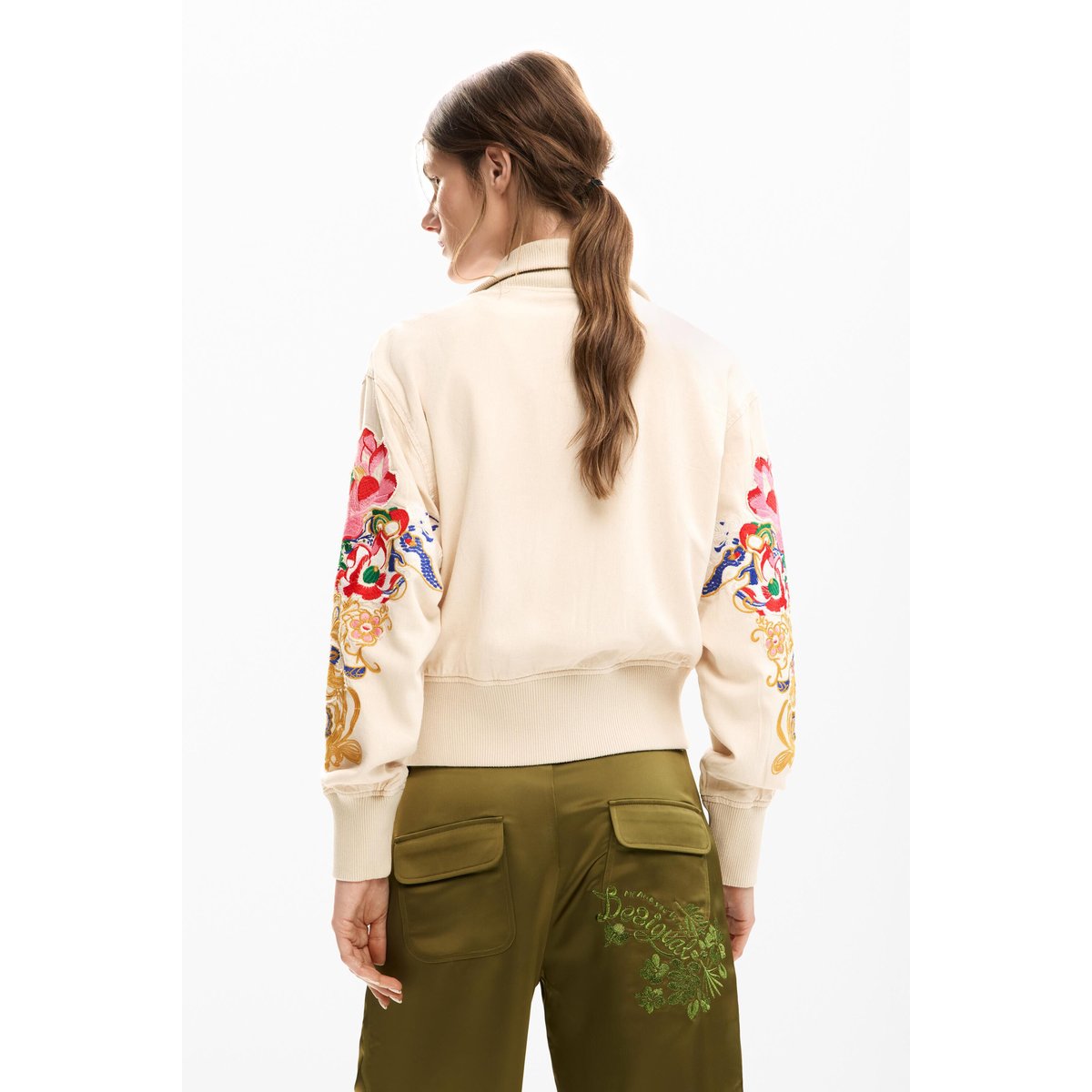 Veste patch fleurs beige, DESIGUAL