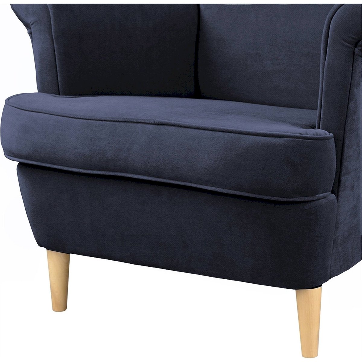 Fauteuil bergère capitonné collection MALMO bleu nuit cloud, RECOLLECTION