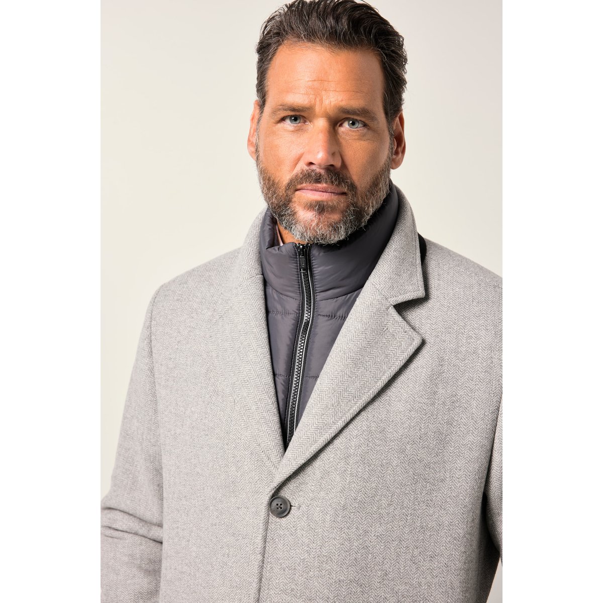 Manteau en laine mélangée gris cendré, JP1880
