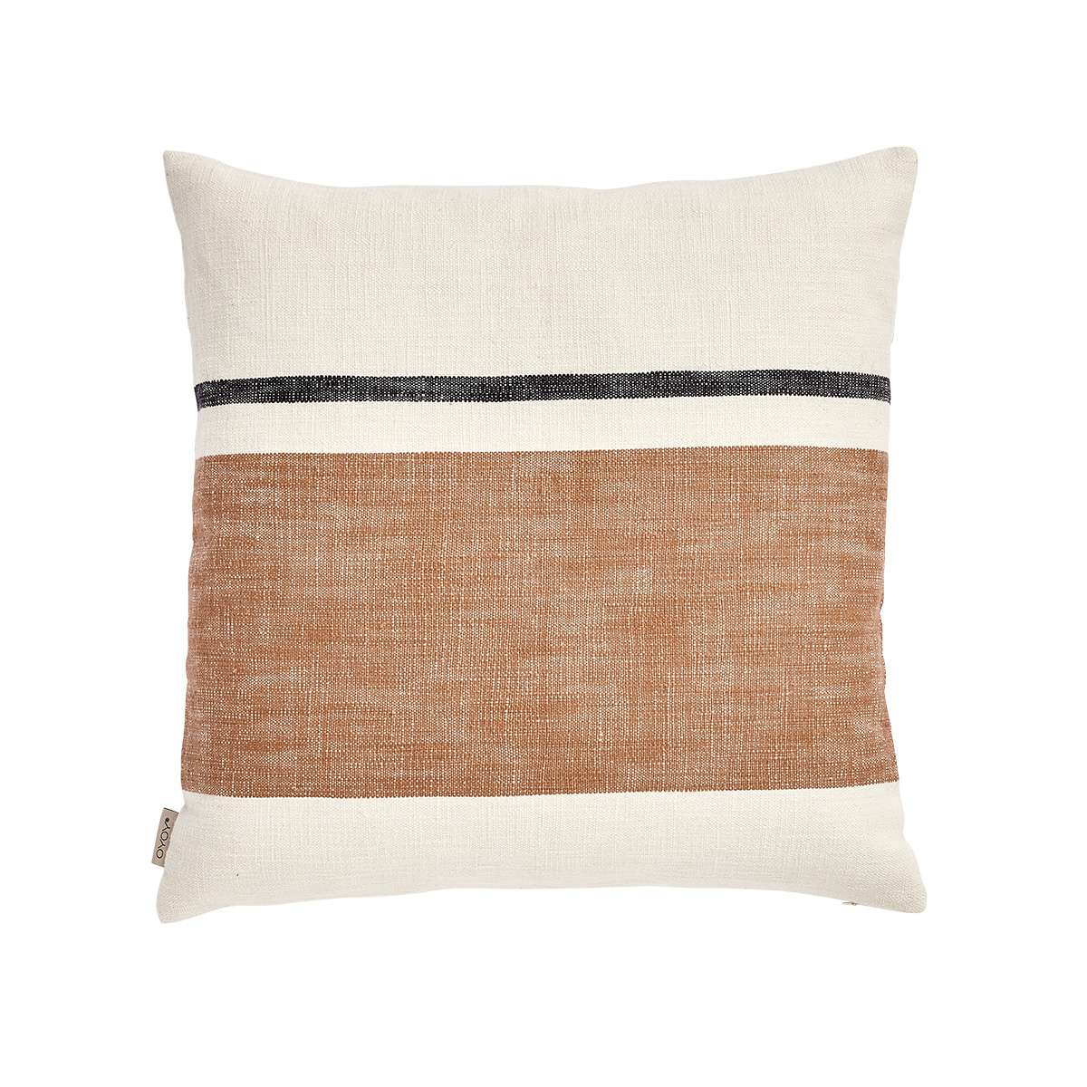 Coussin carré en coton à rayures LIVING marron, OYOY LIVING DESIGN