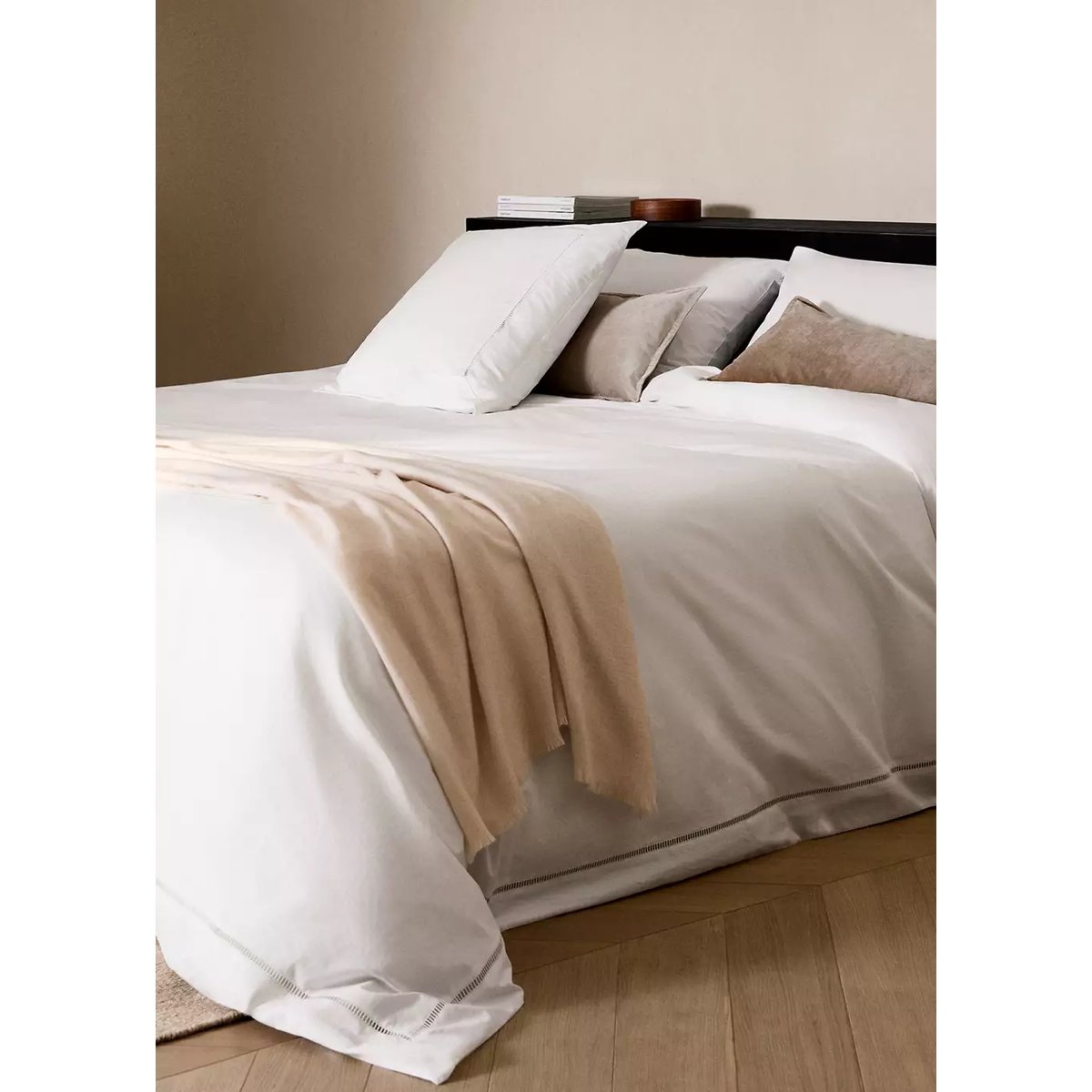 Housse de couette percale de coton ajouré lit 200 cm blanc, MANGO HOME
