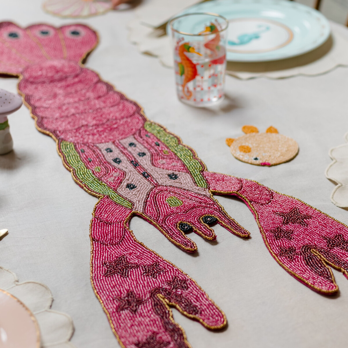 108cm Lobster Beaded Table Runner multi-coloured, YVONNE ELLEN