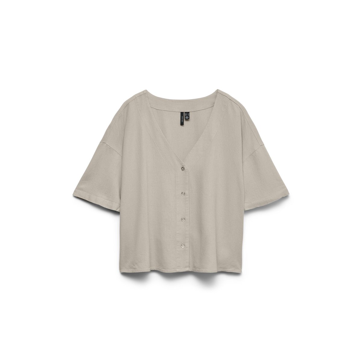 Blouse courte, encolure v, manches courtes ecru, VERO MODA