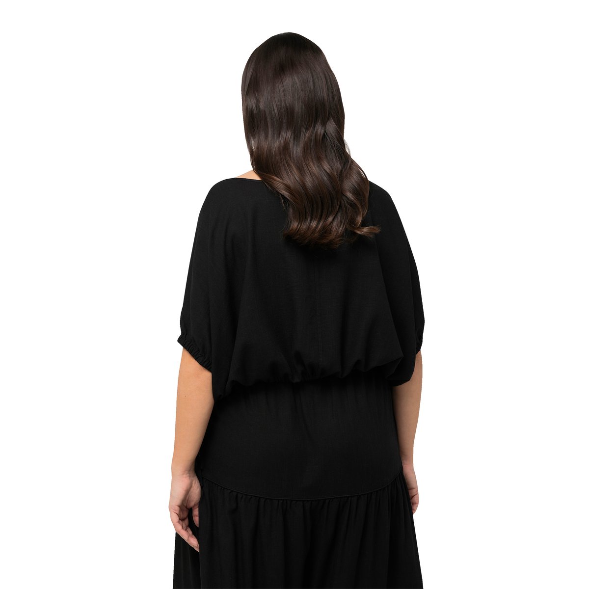 Blouse oversize en lin mélangé noir, ULLA POPKEN