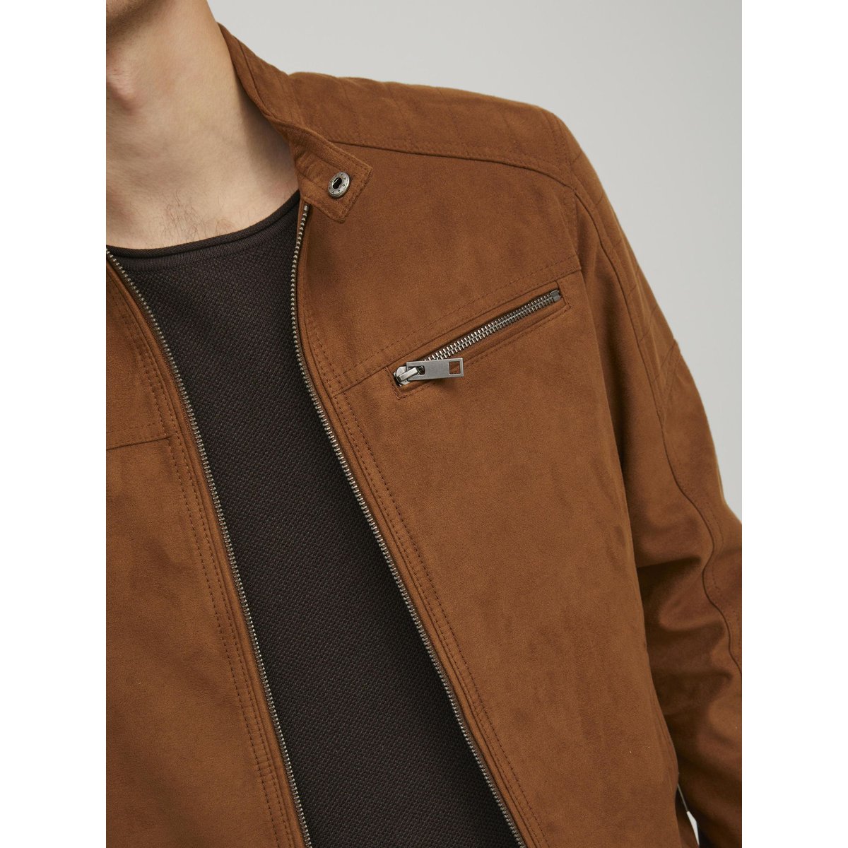 Blouson biker Jcorocky cognac, JACK & JONES